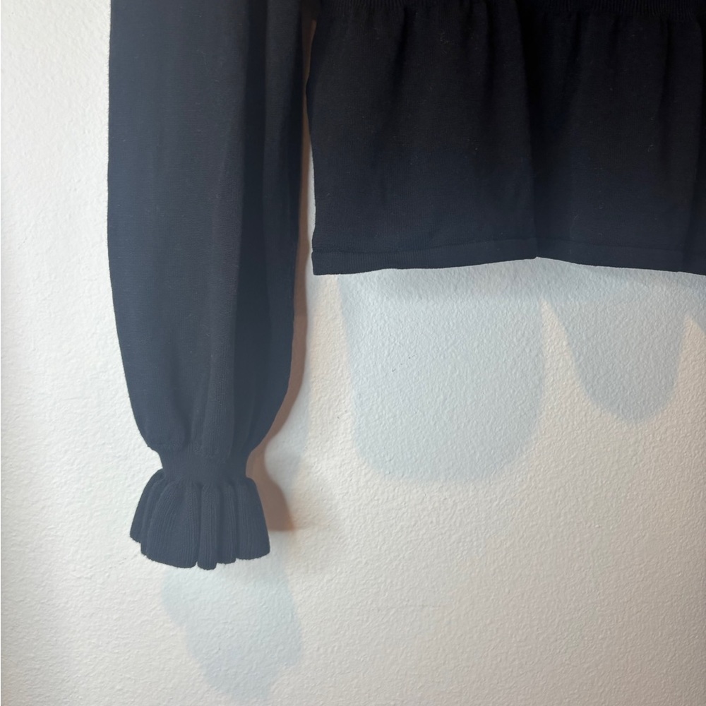 ba&sh Black Ruffled V-Neck Blouse - Picture 8 of 9